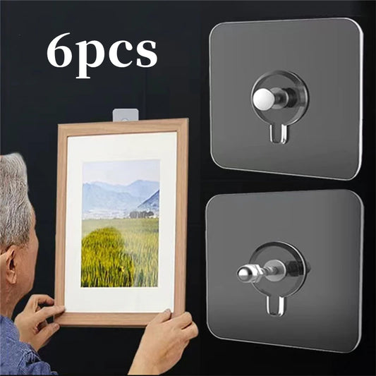 Seamless Adhesive Wall Hooks (6-Pack)